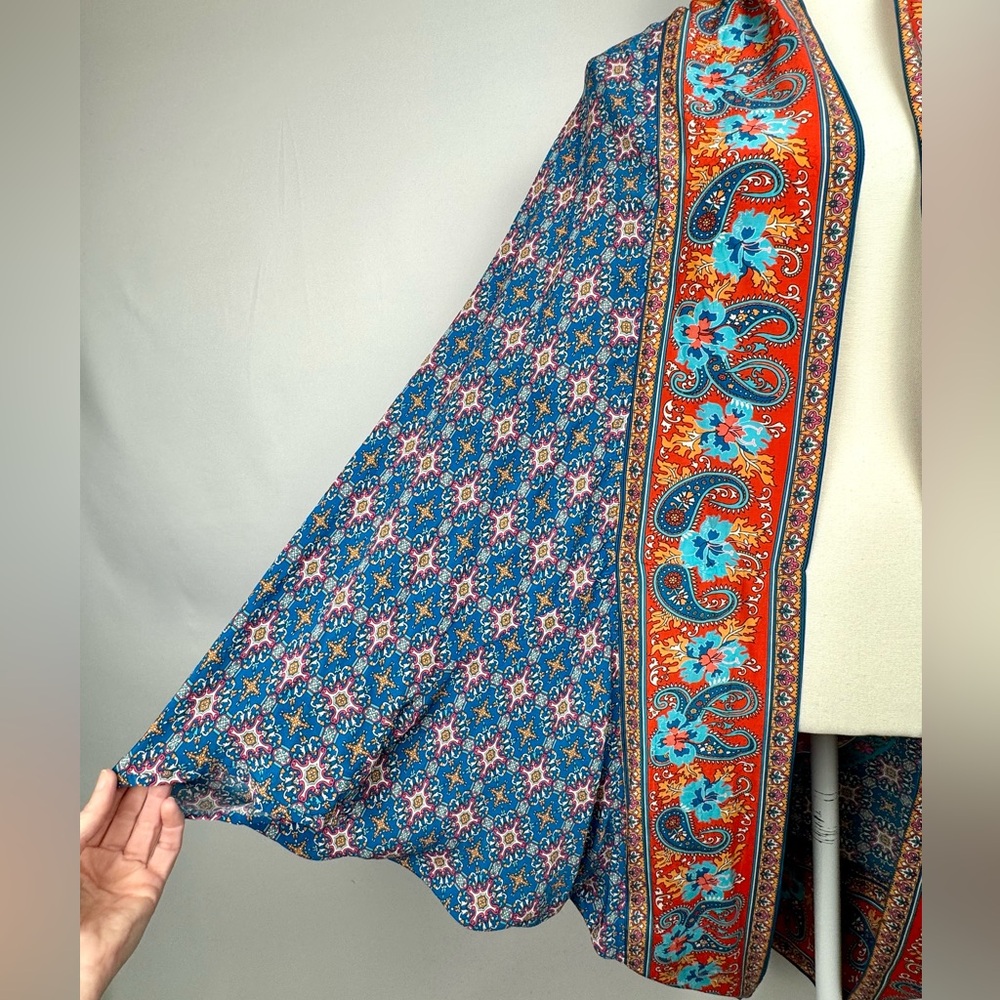 Soft Surroundings Colorful Topper Kimono Satin Cardigan Floral Paisley One Size - Picture 4 of 8